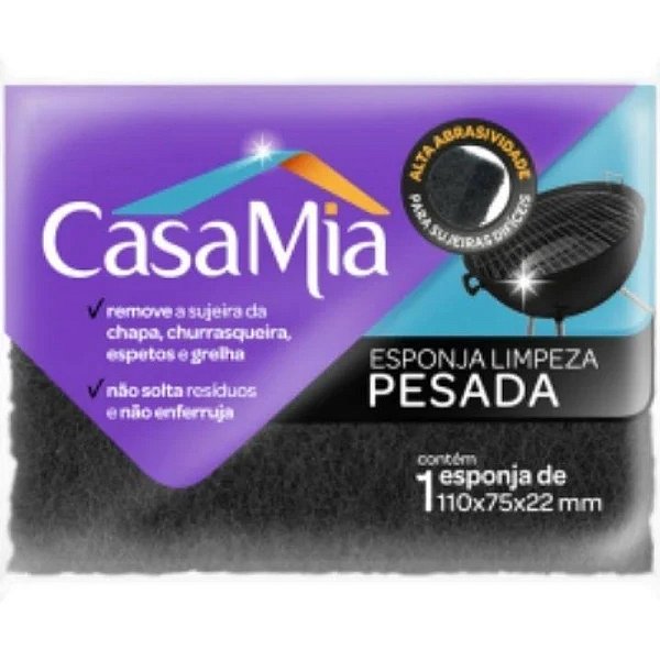 Esponja Limpeza Pesada Preto Casa Mia
