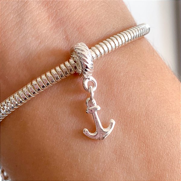 Berloque âncora banhado a prata