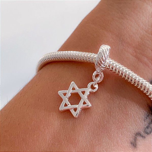 Berloque estrela de Davi banhado a prata