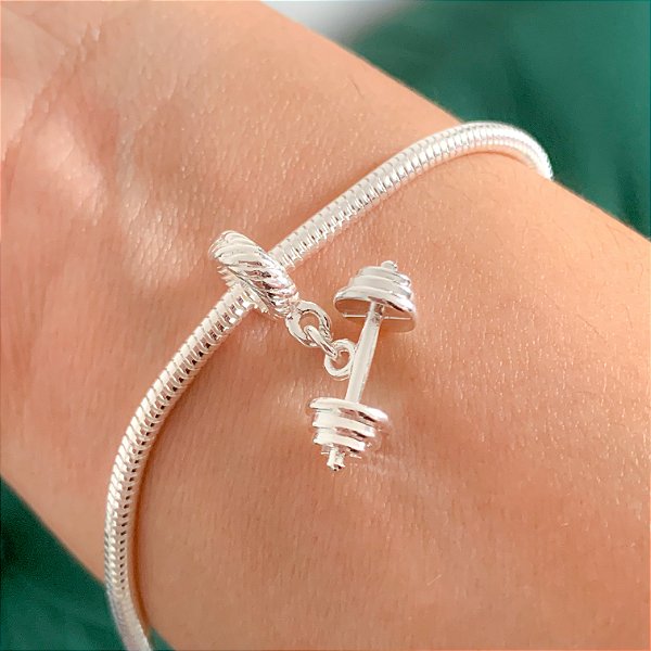 Berloque halter banhado a prata