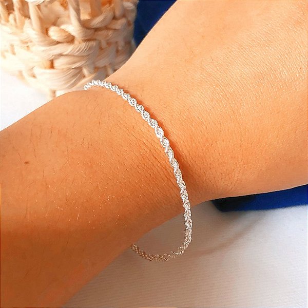 Pulseira cordão baiano banhado a prata