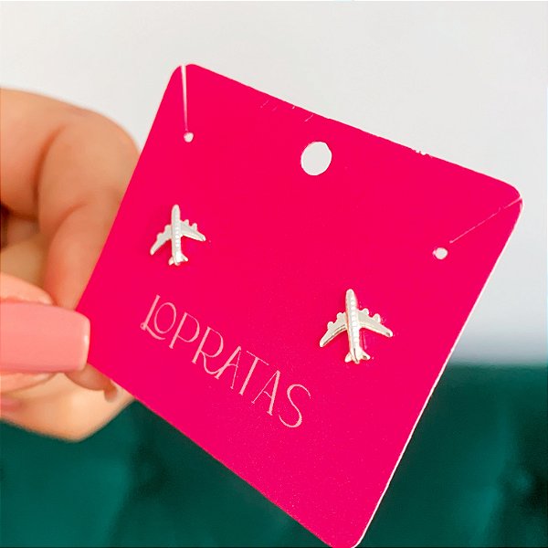 Brinco mini avião banhado a prata