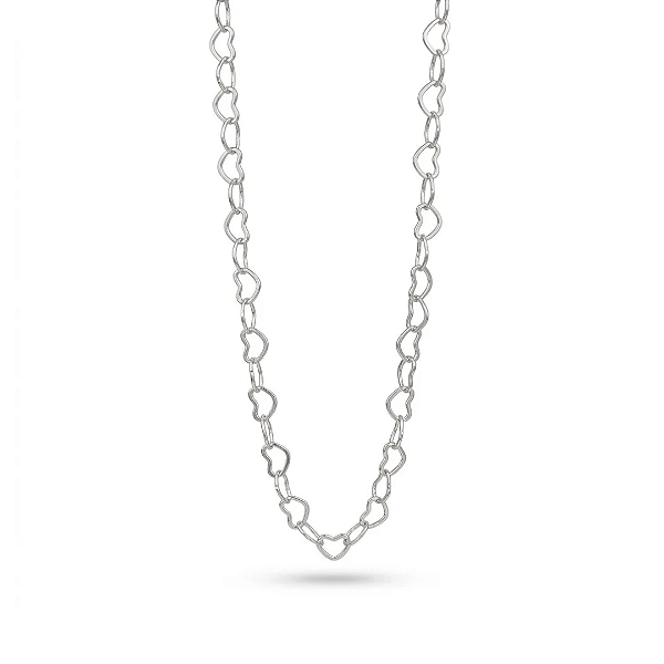 Chocker corrente corações 40cm banhado a prata