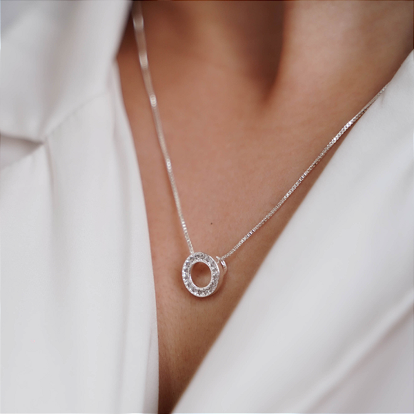 Cordão aro classic inspiração pandora banhado a prata