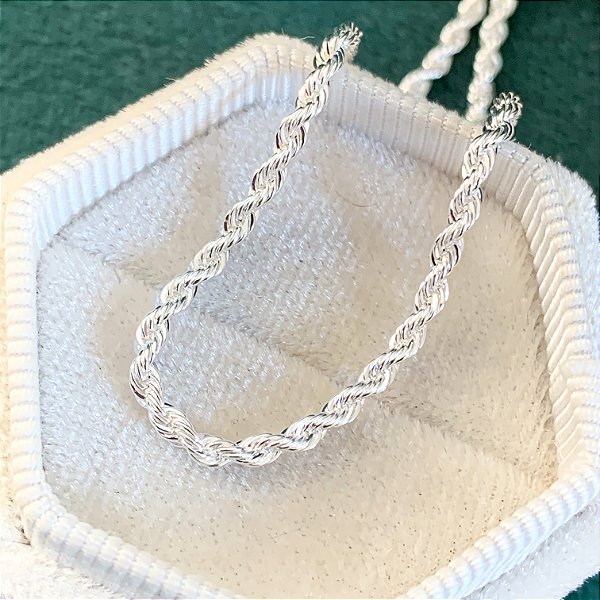 Corrente cordão baiano banhado a prata