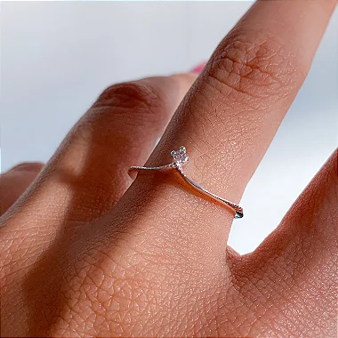 Anel princess pedrinha banhado a prata