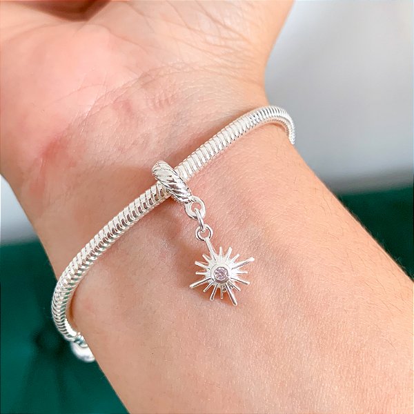 Berloque estrela cadente banhado a prata