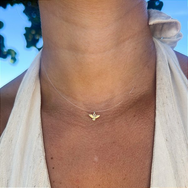 Cordão nylon mini Espírito Santo banhado a prata