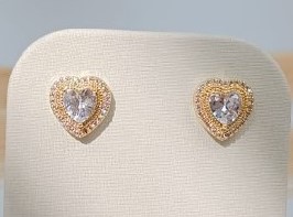 Brinco Coração Cravejado com Zircônia Cristal