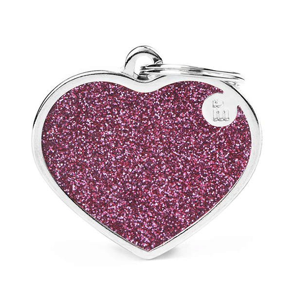 Plaquinha de Identificação Coração Rosa C/ Glitter - MyFamily - 504868
