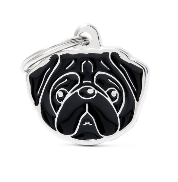 Plaquinha de Identificação Cão Pug Preto - MyFamily - 333306