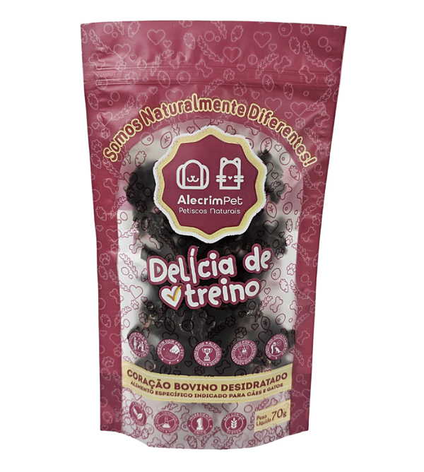 Petisco Natural Coração Bovino Delícia de Treino 70g - Alecrim - 63401
