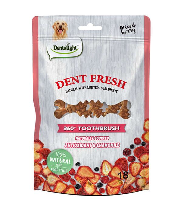 Petisco Natural Dent Fresh Escova Sabor Frutas Vermelhas - Dentalight - 56138