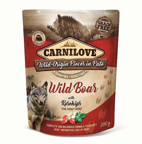 Pouch Comida Úmida Búfalo C/ Pétalas de Rosas 300g - Carnilove - 103567