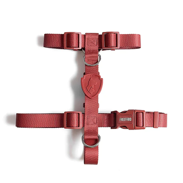 Conjunto Peitoral H + Guia 1,2m Vermelho - FreeFaro