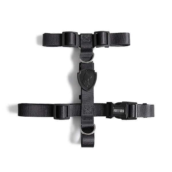 Conjunto Peitoral H + Guia 1,2m Preto - Freefaro