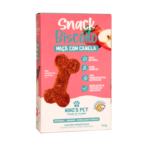 Biscoito de Maçã com Canela 120g - Nino´s Pet - 233670
