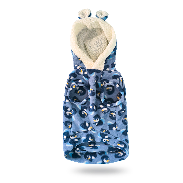 Casaco Soft Pinguins Azul com Capuz de Orelinhas - Beepet - 316503