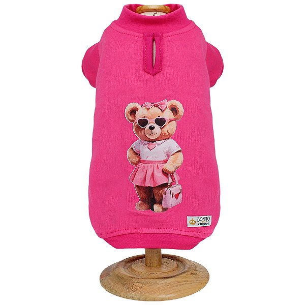 Blusa Moletom Urso Rosa - Bonito pra Cachorro - 997322