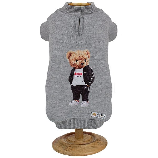 Blusa Moletom Urso Cinza - Bonito pra Cachorro - 892326