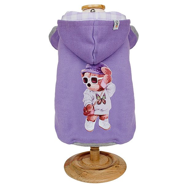 Blusa Moletom com Capuz Urso Lilás - Bonito pra Cachorro - 948975