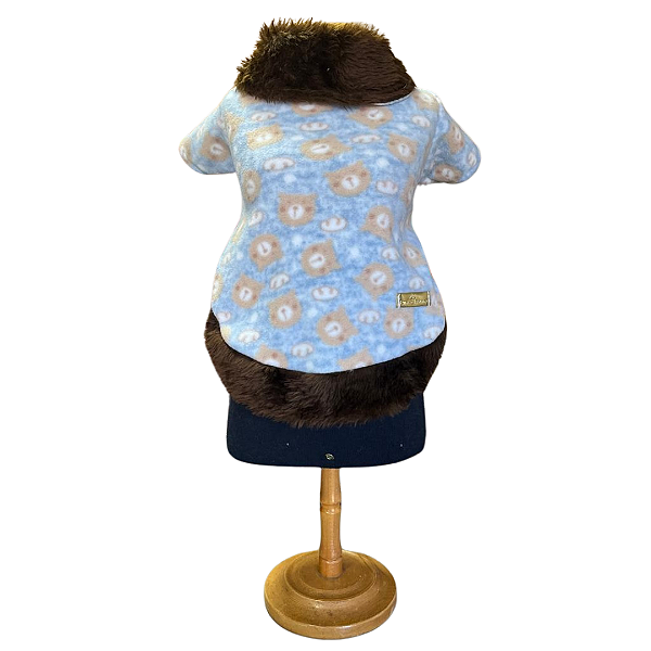 Blusa Microsoft Ursinhos com Gola de Pelúcia Azul Claro P - Pink & Fanny - 55140