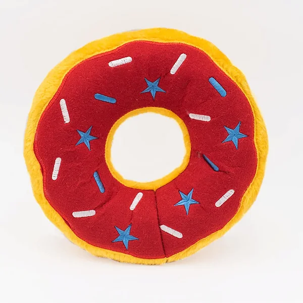 Brinquedo Pelúcia Donuts Jumbo Vermelho com Apito 30cm - ZippyPaws