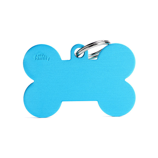 Plaquinha de Identificação Osso Azul Claro - MyFamily