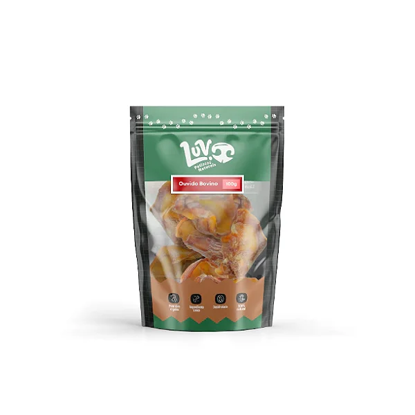 Mordedor Natural Ouvido Bovino 100g - Luv