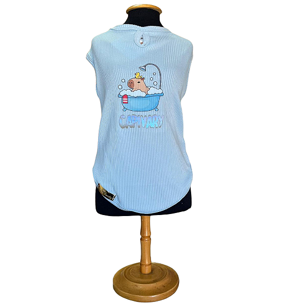 Regata Canelada Azul de Capivara para Cachorro - Pink & Fanny