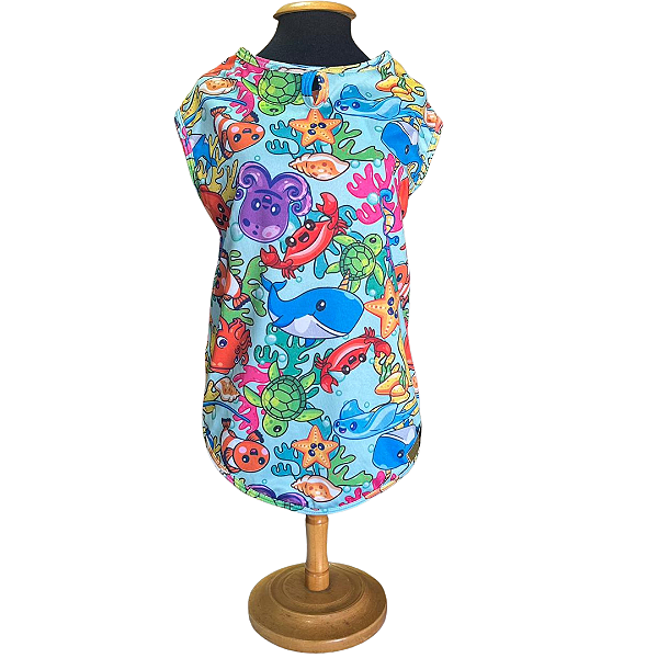 Blusa de Lycra Fundo do Mar com Proteção UV para Cachorro - Pink & Fanny