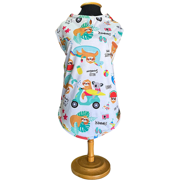 Blusa de Lycra Branca com Proteção UV para Cachorro - Pink & Fanny