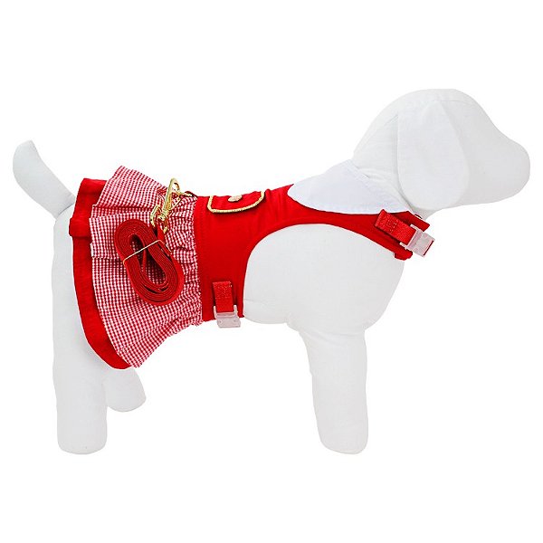 Vestido Peitoral de Natal com Guia para Cachorro - Bonito pra Cachorro