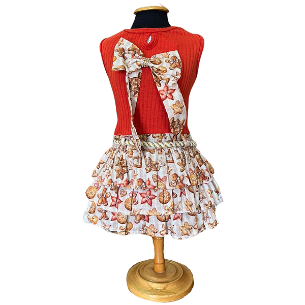 Roupa para Cachorro Vestido de Natal Estampado com Laço - Pink & Fanny