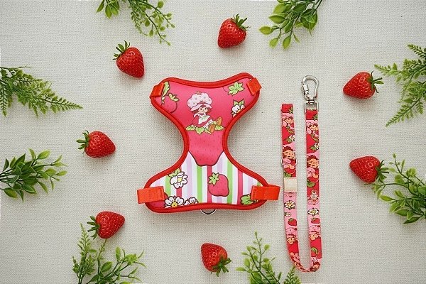 Conjunto Peitoral e Guia Moranguinho Rosa - Oh My Dog