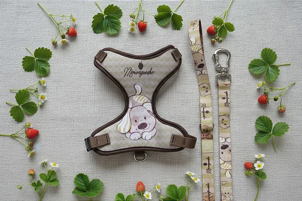 Conjunto Peitoral e Guia Moranguinho Rocambole - Oh My Dog
