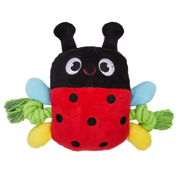 Brinquedo para Cachorro Joaninha de Pelúcia com Corda e Apito - Fofos