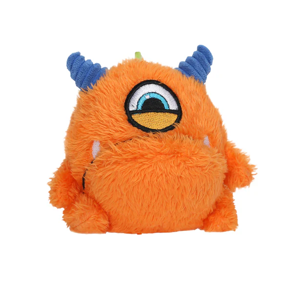 Brinquedo para Cachorro Monster De Pelúcia com Bola TPR Laranja - Petta