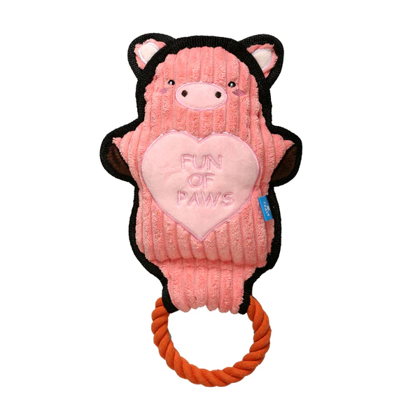 Brinquedo para Cachorro Pelúcia Porco com Apito e Corda - Petta