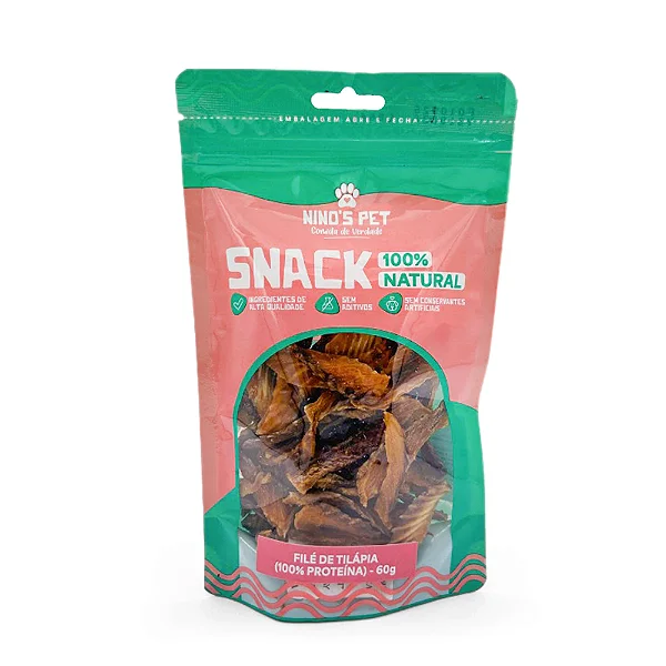 Petisco Natural Filé de Tilápia 60g - Nino's Pet