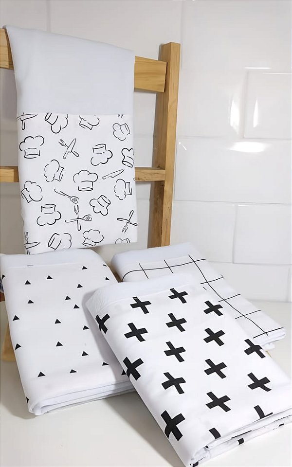 Kit de Pano de Prato monocromatico - Kit com 4 unidades