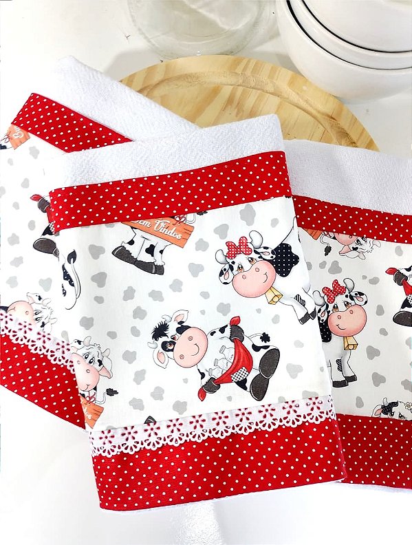 Pano de Prato Vaquinhas Divertidas