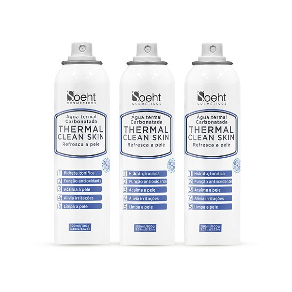 KIT COM 3 ÁGUA THERMAL CARBONATADA 100ml - THERMAL CLEAN SKIN