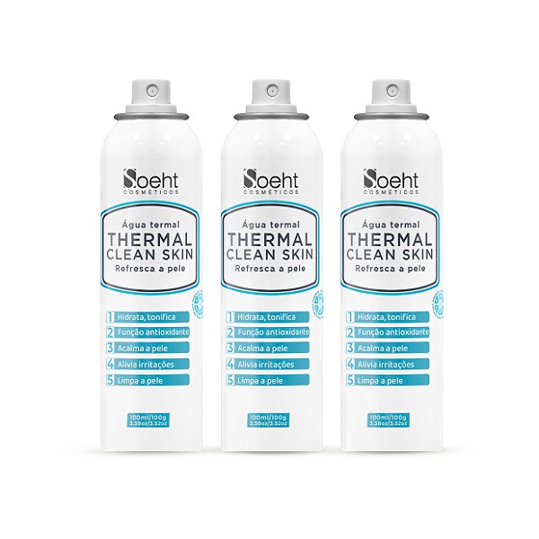 KIT COM 3 ÁGUA THERMAL 100ml - THERMAL CLEAN SKIN