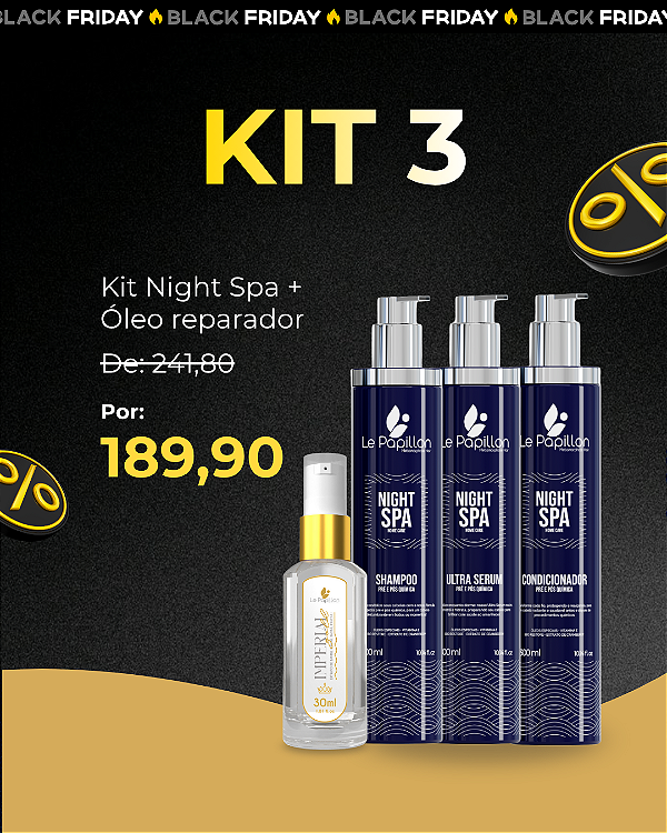 Kit 3 Night Spa + Oléo Reparador Imperial