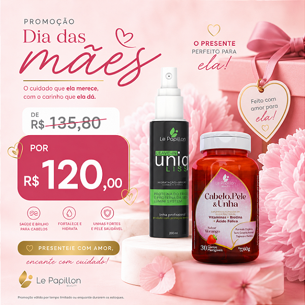 Kit 3 Leave-in Uniq Liss 200ml + Gomas Beauty