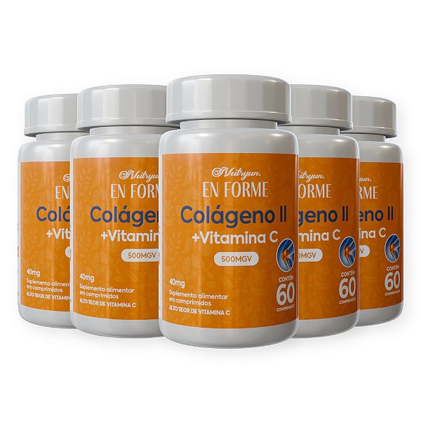 Colágeno Tipo II + Vitamina C - Kit com 05
