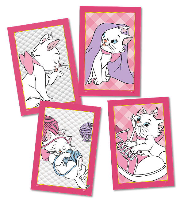 Quadros /  Cartazes Decorativos Festa Marie 21cm x 31cm c/4 unid. Festcolor / Mais Festa