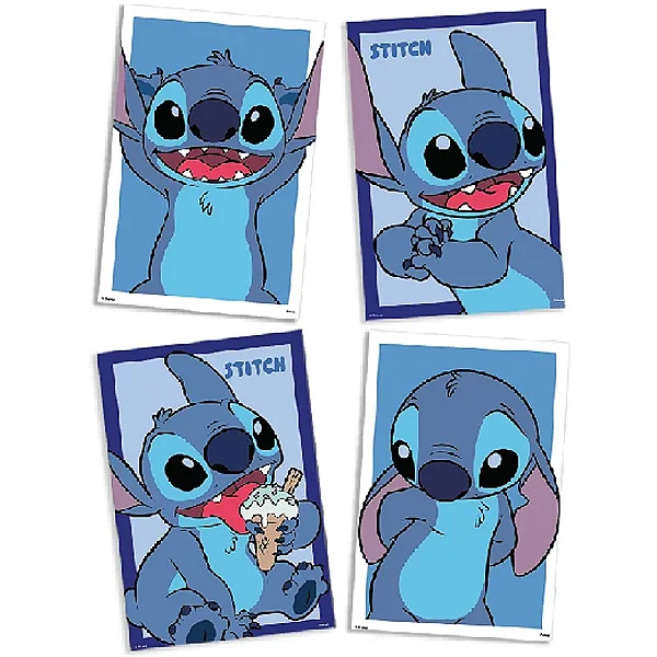 Quadros /  Cartazes Decorativos Festa Stitch 21cm x 31cm c/4 unid. Festcolor / Mais Festa