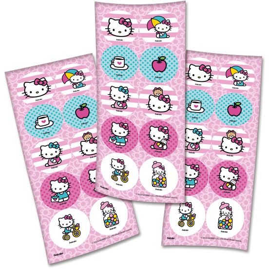 Adesivo Redondo P/ Lembrancinhas Hello Kitty c/30 unid. Festcolor / Mais Festa